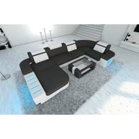 Sofa Dreams Wohnlandschaft Stoffsofa Couch Bellagio U Form Stoff Polster Sofa, mit LED, wahlweise mit Bettfunktion als Schlafsofa, Designersofa grau|schwarz