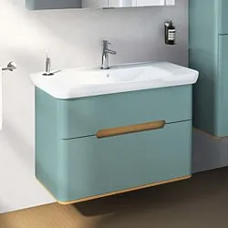 Vitra Sento Waschtisch-Möbel-Set 65878 98x48,5x67,5cm, 2 Vollauszüge, fjordgrün matt, Dekor