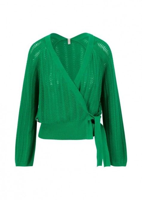 Blutsgeschwister Cardigan Warm up Wrap - grass green wave XL