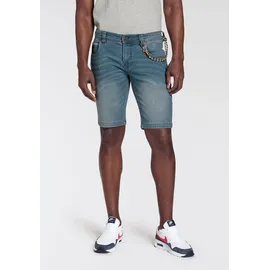 Bruno Banani Jeansshorts Set, mit Band, 2% Stk. bequemer Sitz, gerade Beinform, mit praktischen Taschen Gr. 38 N-Gr, light blue u, , 90289608-38 N-Gr