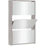 vidaXL Schuhschrank mit Spiegel 63 x 102,5 x 17 cm grau / betongrau