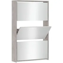 vidaXL Schuhschrank mit Spiegel 63 x 102,5 x 17 cm grau / betongrau
