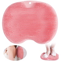 Rutschfestes Silikon Massagepad, Dusch Fußmassagegerät Scrubber, Peeling Massagegerät für den Rücken, Rückenschrubber Massagegerät Dusche mit Saugnapf Silikon, Reinigen Peeling Massieren Rücken (Rot)