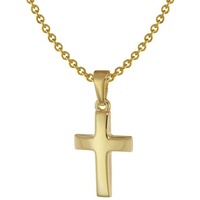 trendor 75692 Kreuz Anhänger für Kinder Gold 333 + Halskette Silber vergoldet, 40 cm