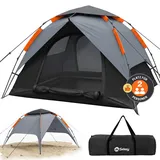Sekey Pop Up Zelt 2 Personen, 2-in-1 Campingzelt mit Innenzelt oder Strandzelt ohne Innenzelt, Schnellaufbau Automatik Zelt Wasserdicht PU3000 UPF50+, Grau