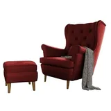 GREKPOL Ohrensessel Relaxliege Fernsehsessel Liegesessel Relaxsessel gepolstert Scandi (10 Knöpfe, Amor Velvet 4306)