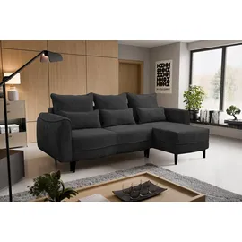 kaiser möbel Ecksofa Selio mit Schlaffunktion und Bettzeugcontainer Schwarz Rechts - Schwarz