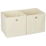 Relaxdays Relaxdays, Aufbewahrungsbox Stoff 2er Set, quadratisch, Aufbewahrung für Regal, Stoffbox in Würfelform 30x30x30 cm, Beige