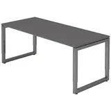 HAMMERBACHER RS19 höhenverstellbarer Schreibtisch grafit rechteckig, Kufen-Gestell grau 180,0 x 80,0 cm