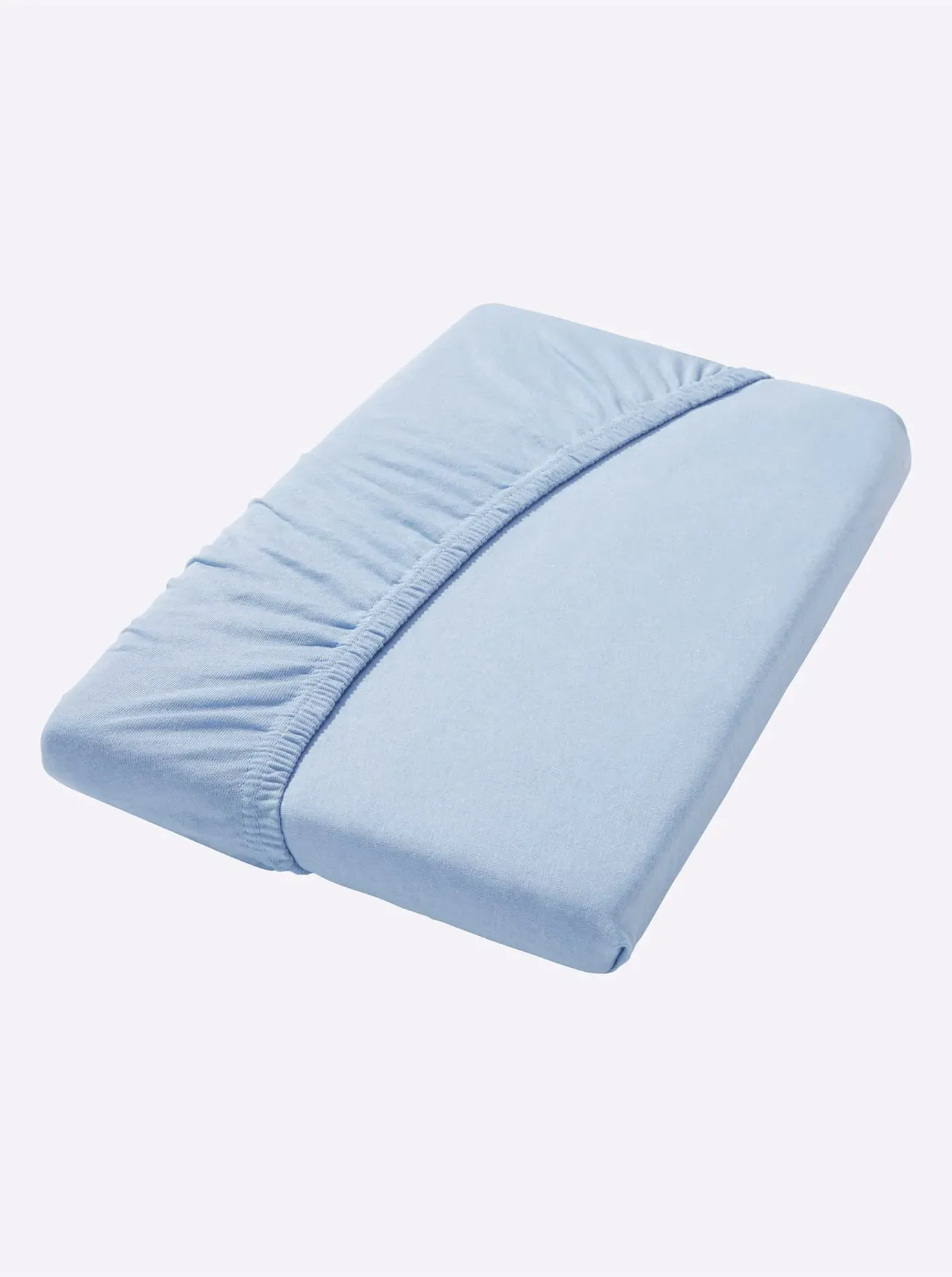 Spannbettlaken HAGEMANN Gr. 1, blau (hellblau), 1 Stk., Mako-Jersey, 27cm, Mako-Jersey, 100% Baumwolle, Bettlaken, Spannbettlaken
