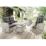 Destiny Loungeset Merano 2 Sessel, 2er Sofa, 1 Tisch 120x77x66cm, Vintage weiß (86097)