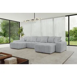 altdecor Ecksofa Cord 6-Sitzer Grau