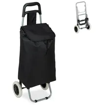 Relaxdays Einkaufstrolley schwarz 40 x 30 x 91 cm