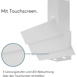 Wiggo B643 Dunstabzugshaube 60cm kopffrei I Abluft Umluft Dunstabzug 615m3/h - Touch-Display 4 Stufen I Energieeffizienzklasse B Schräghaube inkl...