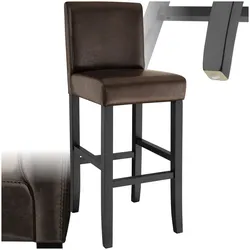 tectake® Barhocker, gepolstert mit Rückenlehne, Stuhlbeine aus Massivholz, Sitzhöhe 76 cm