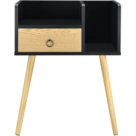 [en.casa] Nachttisch Gibbston mit 2 Ablagen Retro Schwarz