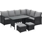Svita Monroe Garten-Lounge Set Polyrattan Lounge-Möbel Sitzgruppe Schwarz