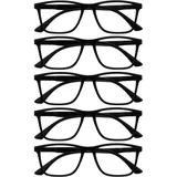 OPULIZE NYX Blaulichtfilter Lesebrille für Damen Herren - Blendfreie UV400-Schutz Federscharnier Anti-Müdigkeit - 5er-Pack - Rechteckiger Rahmen - Schwarz - + 1,00