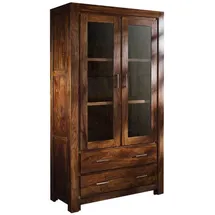 Massivmoebel24 Vitrine Sheesham 100 x 45 x 180 cm Braun