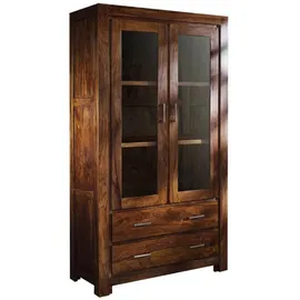 Massivmoebel24 Vitrine Sheesham 100 x 45 x 180 cm Braun