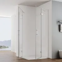 IMPTS Duschkabine Eckeinstieg Duschabtrennung Pendeltür aus 6mm Sicherheitsglas Glas für Badezimmer Falttür 120cm + Seitenwand 80cm