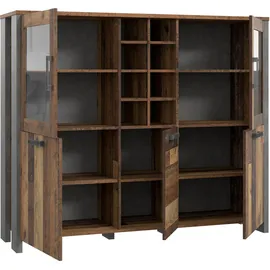 Forte Highboard 151,3 x 125,4 x 41,5 cm Old Wood Vintage / Betonoptik Dunkelgrau