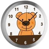 CreaDesign Funkwanduhr Funkuhr, Kinder Wanduhr, Kinderuhr, Kinderzimmer Teddy Bär (geräuscharmes Uhrwerk) bunt