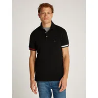 Tommy Hilfiger Poloshirt »FLAG CUFF SLIM POLO«, mit Kontrast-Details Gr. XXL, Black, , 45930541-XXL