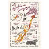 Winkler Geschirrtuch Geschirrtuch La Carte Des Bourgognes Ecru 48x72 cm, (1-tlg., 1 x Geschirrtuch), bedruckt beige