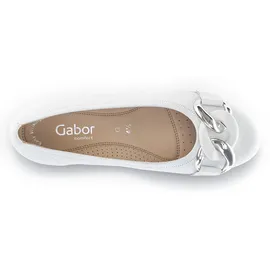 Gabor Ballerina GABOR "FLORENZ", Damen, Gr. 38, weiß, Leder, Schuhe Ballerina, Hochzeitsschuh, Flache Schuhe, Slipper mit eleganter Zierkette