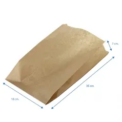 PuntoQPack 1000 Stk. Kraftpapiertüte für Backwaren (18+7x35cm) Ref 18K35ANO