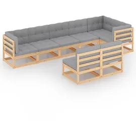vidaXL 8-tlg. Garten-Lounge-Set mit Kissen grau
