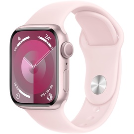 Apple Watch Series 9 GPS 41 mm Aluminiumgehäuse rosé, Sportarmband hellrosa M/L