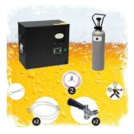 ich-zapfe Komplett Set Zapfanlage, AS-40, 2-leitig, Durchlaufkühler, Nasskühler - Untertheke, Green Line, Zapfkopf: 5 Liter Adapter,Zapfkopf 2:Korb