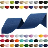 Gurtband 2m 5m 10m 50m, 50 Farben, Breite 10mm 15mm 20mm 25mm 30mm 40mm 50 mm Taschengurt Polypropylen Ideal für DIY-Projekte, Handarbeiten (918) Blau, 25mm x 5m