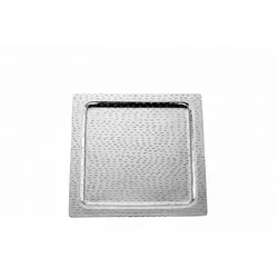 Tablett quadratisch, Reiskorn, Mittel Durchmesser 40,0 cm Aluminium vernickelt
