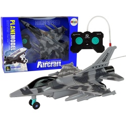 LEAN Toys Spielzeug-Flugzeug Jet Spielzeug Lichter Fernbedienung Flugzeug Flugzeugmodell Düsenjäger grau