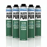 SILISTO PUR 1K Winter Pistolenschaum 5x 750 ml – Profi-Montageschaum, Verarbeitbar bis −10 °C, hohe Ausbeute, B2, Fenster- & Türeninstallation, Hohlraum-Füllung & Abdichtung