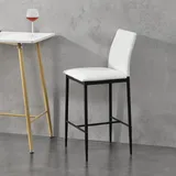 [en.casa] Barstuhl 2er Set mit Rückenlehne und Polster aus Kunstleder  Weiß