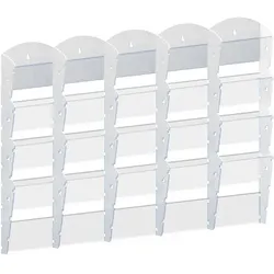 Wand-Plastikhalter für Prospekte - 5x4 A4, weiß