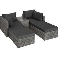 Tectake Rattan Lounge mit Aluminiumgestell wetterfest und UV-beständig, mit