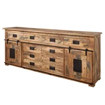 Massivmoebel24 Sideboard 200 x 90 x 45 cm Natur lackiert / Beige