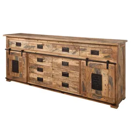 Massivmoebel24 Sideboard 200 x 90 x 45 cm Natur lackiert / Beige