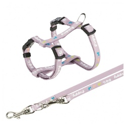 TRIXIE Hunde-Geschirr Junior Welpengeschirr mit Leine flieder Größe: M-L / 10 mm / Bauchumfang: 27-45 cm / Leine: 2 m