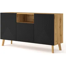 BIM Furniture Kommode Luxi 146 cm Artisan Eiche / Schwarz Matt
