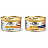 PURINA GOURMET Gold Raffiniertes Ragout Katzenfutter nass, mit Thunfisch, 12er Pack (12 x 85g) & Gold Feine Pastete Katzenfutter nass, mit Truthahn, 12er Pack (12 x 85g)