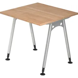 bümö manuell höhenverstellbarer Schreibtisch 80x80 cm in Nussbaum - PC Tisch höhenverstellbar & klein, höhenverstellbarer Tisch Büro, kleiner