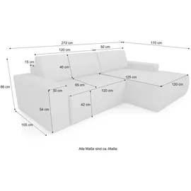A&J MöbelLand Ecksofa TOTI mit Schlaffunktion. Farbe: Braun 25. - Braun