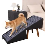 Hundetreppe für kleine Hunde, 2-in-1-Trittleiter und Ottomane – zusammenklappbare Hundetreppe für das Sofa, rutschfeste Holztreppe für Welpen, ältere und verletzte Hunde (schwarz-53,5 cm hoch)