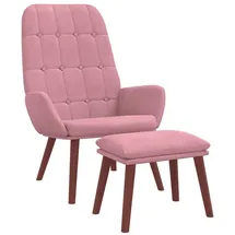 vidaXL Relaxsessel mit Hocker Samt 77 x 94 x 0 cm Rosa